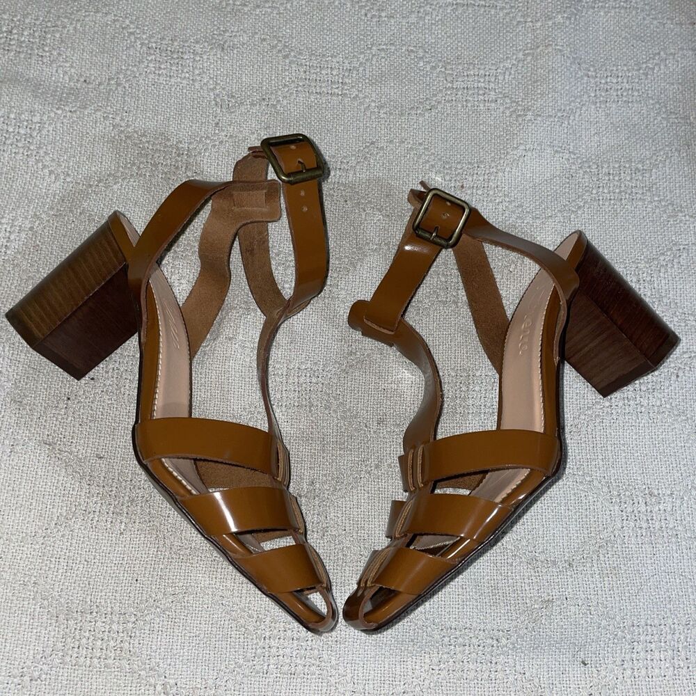J. Crew Women’s Ankle Strap Heels Size 7.5 M Brown Leather Going Out Party NWOB